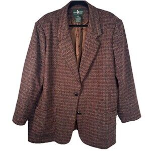 Vintage Hunt Club women Maroon Red tweed blazer size 22W
